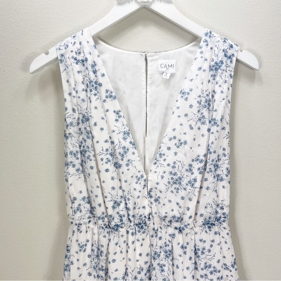 CAMI NYC Egle Dress Denim Flower Low Cut  White Floral Silk Revolve Small S - Picture 3 of 11